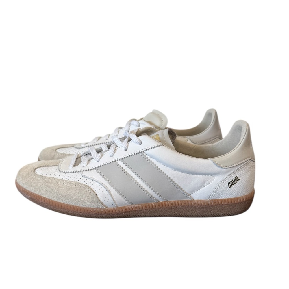CAVAL Mens White & Beige Vegan Leather Trainers Sneakers - size 9(42) Neutral